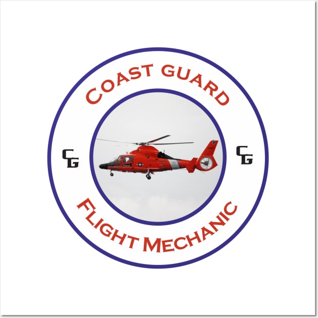 Flight mechanic -  US Coast Guard Search and Rescue Helicopter - Dolphin Wall Art by AJ techDesigns